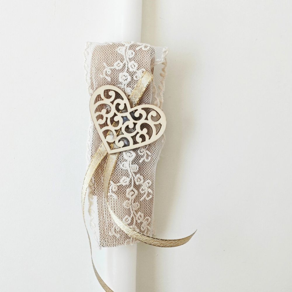 Easter Candle "Heart/Lace"