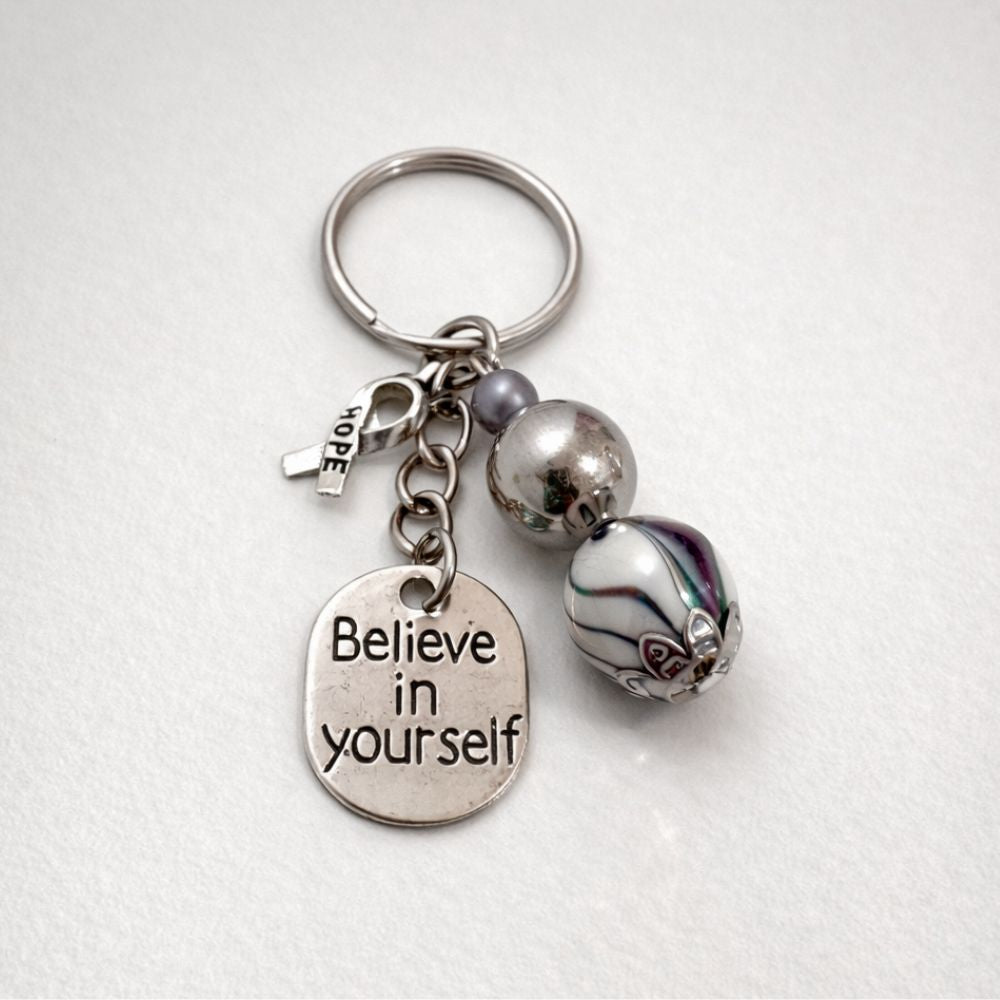 Keyring Silver Marble