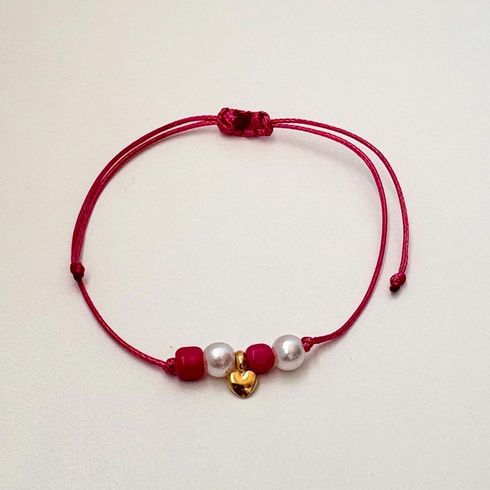 Bracelet Gold Heart with Beads