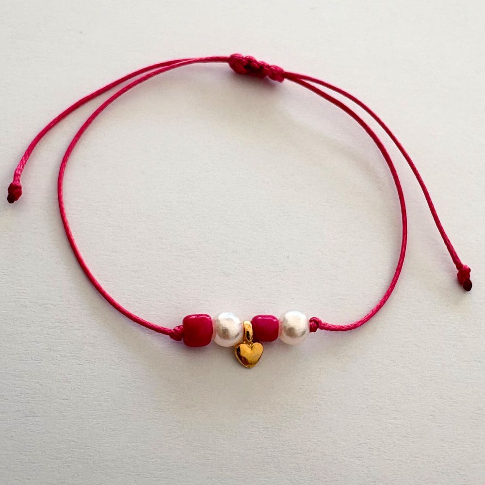 Bracelet Gold Heart with Beads