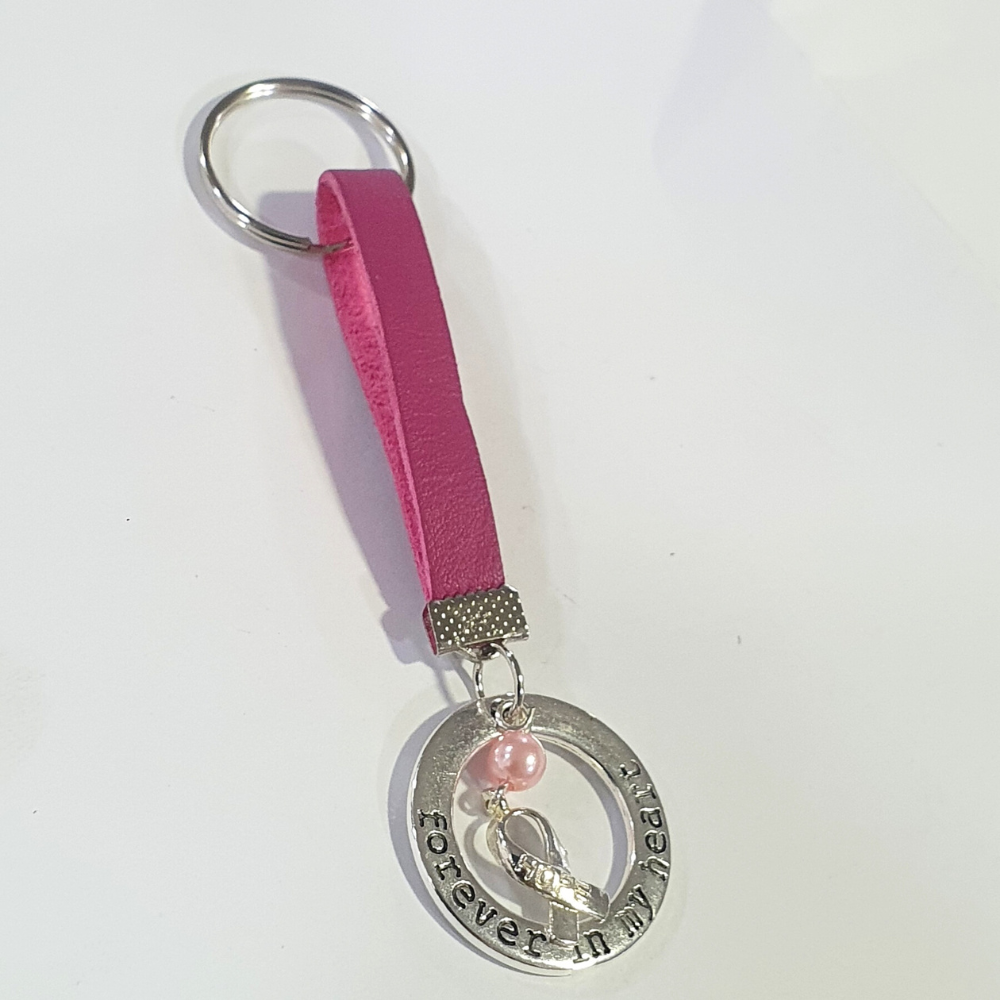 Keyring Pink Leather Circle