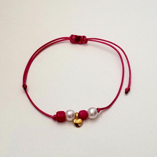 Bracelet Gold Heart with Beads
